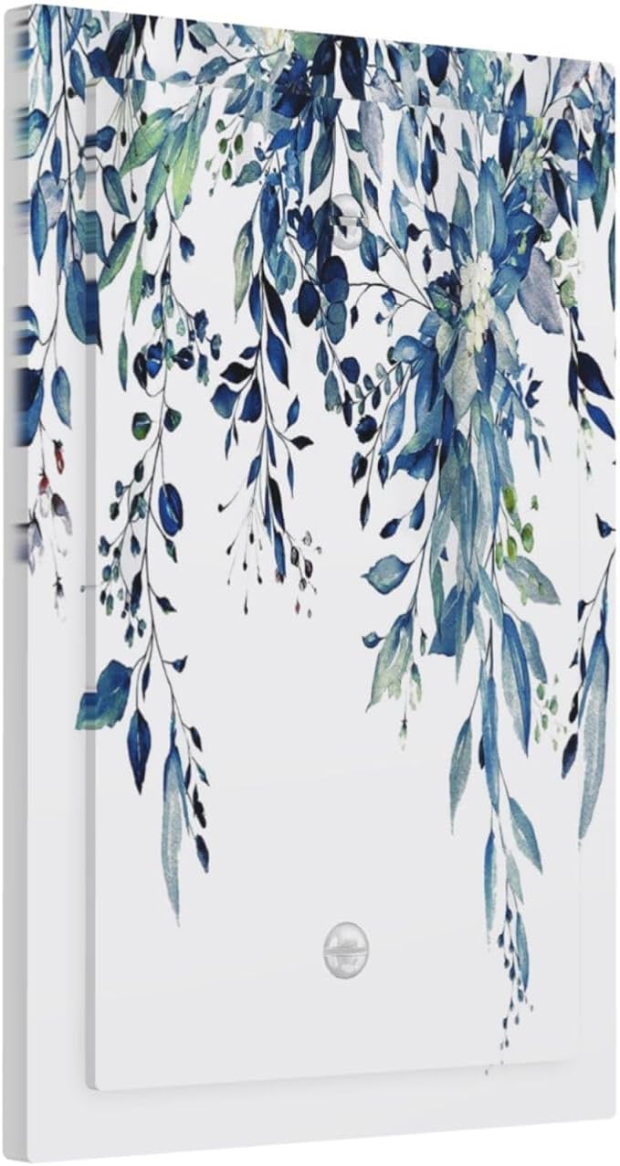 Switch Plates Blue Eucalyptus 1 Gang Light Switch Cover No Device Wall Plate Decorative Blank Switchplate Electrical Faceplate for Kidroom Bathroom Home Living Room Bedroom Art Panel Decorate