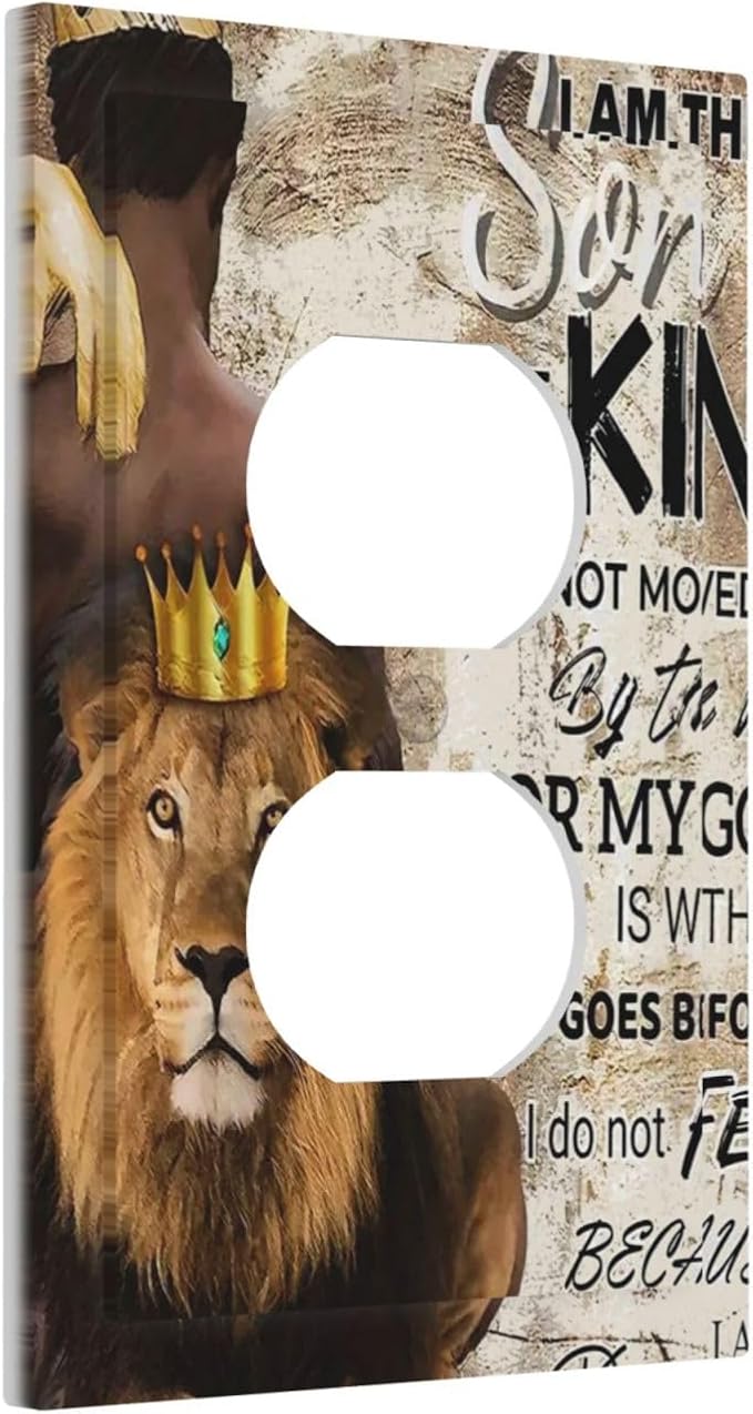 Quotes African Man Afro Lion 1 Gang Outlet Plate Covers Decorative Single Duplex Wall Plate Electrical Receptacle Light Switch Cover Electric Switchplate Country Decor