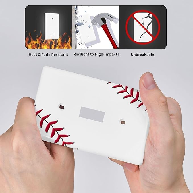 Baseball Light Switch Cover Plates Decorative Single Toggle Wall Plate, 1 Gang Lightswitch Cover