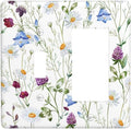 Floral Boho Multicolor Flower Plant Leaves Outlet Covers 1 Toggle 1 Rocker Combination Decorative Wall Plate Electrical Switch Plates Light Switch Cover Plate for Bedroom Living Room Decor