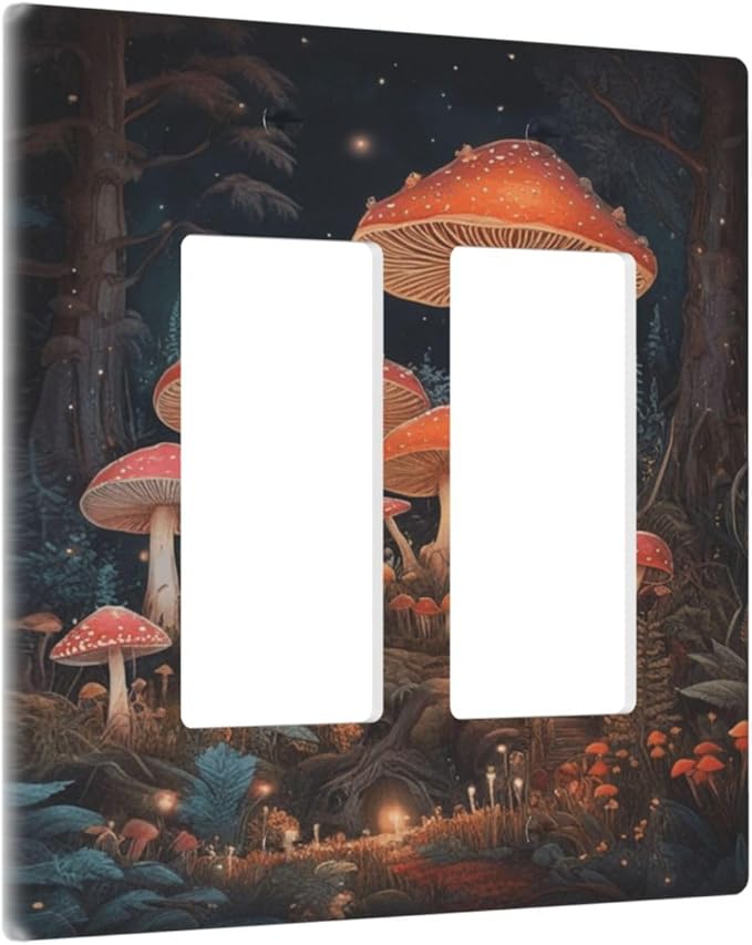 Decorative Art Light Switch Covers Maple Path 2 Gang Dual Rocker Outlet Switch plate Faceplate GFCI for Home Decor