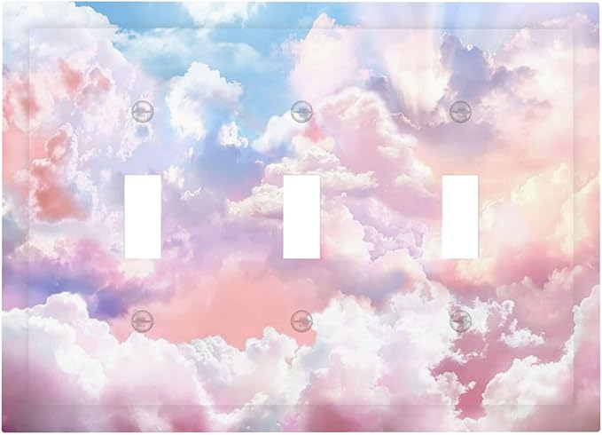 Colorful Abstract Clouds 3 Gang Light Switch Cover Triple Toggle Wall Plates Decorator Receptacle Outlet Covers Electrical Switchplate Faceplate for Bedroom Bathroom Kitchen Decor
