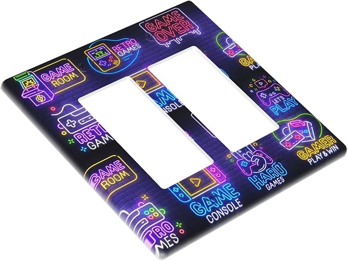 Games Funny Double Gang Rocker Decorative Light Switch Cover, 2-Gang Wall Plate Outlet Cover
