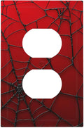 Red Spider Web 1-Gang Duplex Wall Plate, Hero Theme Cartoon Decorative Outlet Cover for Boys Bedroom, Playroom, Game Room & Man Cave