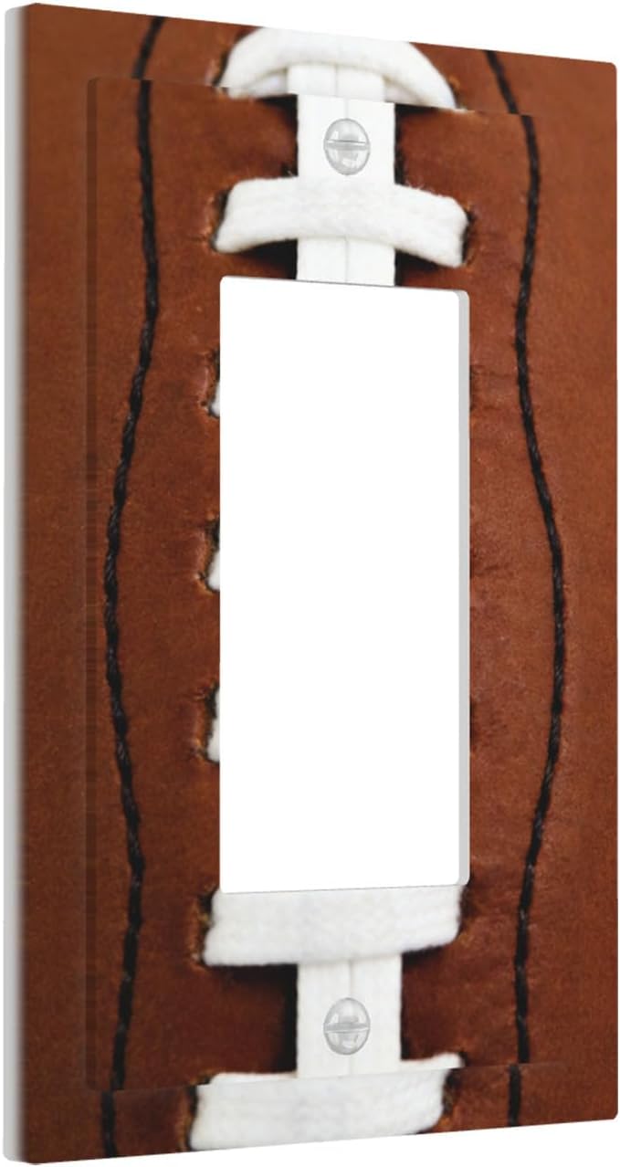 Football Laces Single Rocker Switch Cover - 1-Gang Standard US Size Game Day Sports Fan Light Switch Covers, Vintage Leather Texture for Boys Room