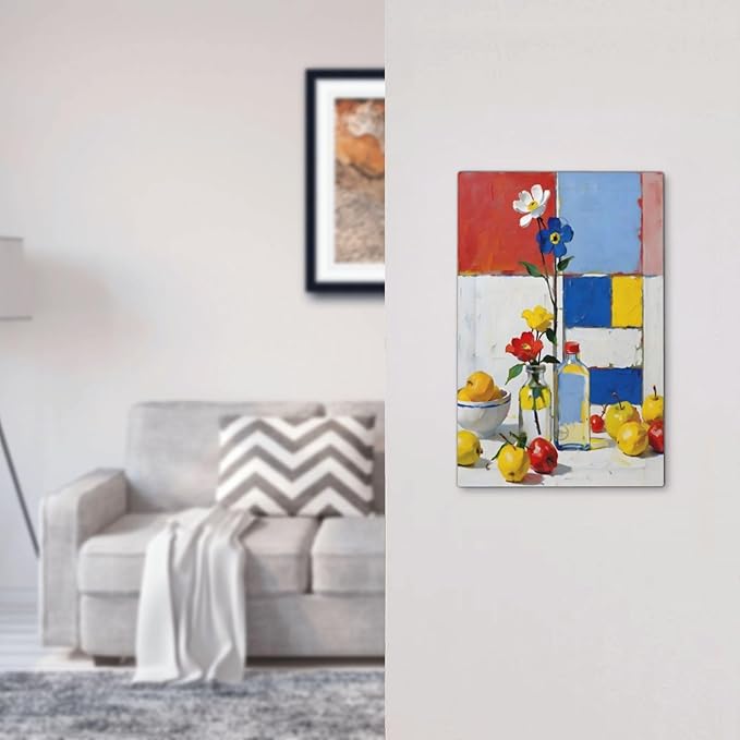Color Block Floral Still Life Art Red Yellow Blue Abstract Light Switch Cover Plate 1 Gang No Device Blank Electrical Wall Plates Faceplate Decorative Switch Plate Covers for Farmhouse Bedroom Decor