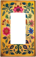 Decorative Art Light Switch Covers ColorFul Blooms 1 Gang Rocker Wall Plate Switchplate Electrical Faceplate for Home Decor