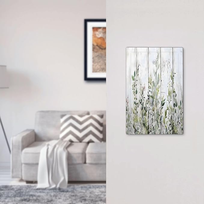 Sage Green Eucalyptus Rustic Country Botanical Leaf Flower Light Switch Cover Plate 1 Gang No Device Blank Electrical Wall Plates Faceplate Decorative Switch Plate Covers for Farmhouse Bedroom Decor
