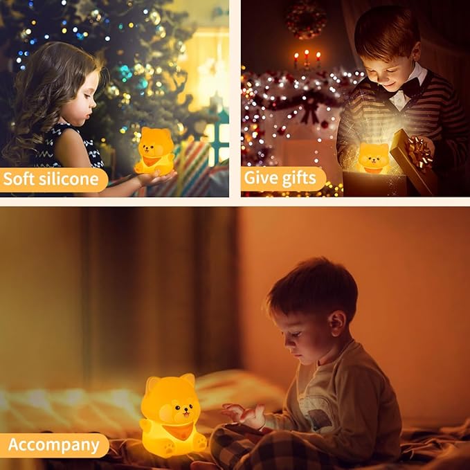 Rytinazzz Red Panda Night Light, 50-Hour Battery & Pat Control, Squishy Silicone Lamp for Kids Nursery, USB Rechargeable with Timer, Mothers Day Gifts