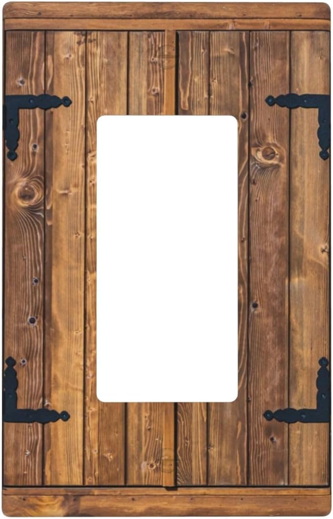 Faux Wood Decorative Printed Single Gang Rocker Light Switch Cover Plates Decorative Outlet Covers, 1 Gang Rocker Wall Plate