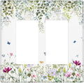 Green Floral Leaves Light Switch Cover Decorative Wild Flower 2 Gang Rocker Toggle Wall Plate Electrical Switchplate Faceplate for Bathroom Kitchen Bedroom