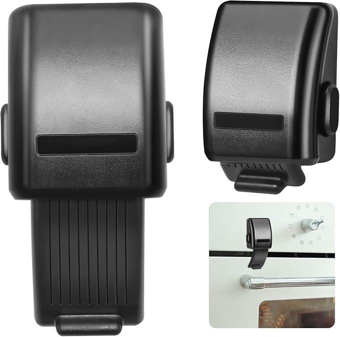 2 PCS Oven Lock Child Safety, Oven Door Lock Baby Proofing Black Oven Lock for Children with Self-Adhesive Oven Kids Safety Lock Oven Safety Locks for Toddlers