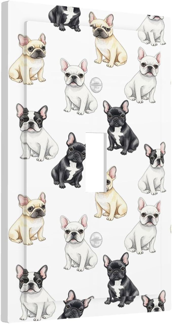 French Bulldog Watercolor 1-Gang Toggle Light Switch Plate, Cute Frenchie Puppy Chic Decorative Wall Plate for Pet Owners Decor