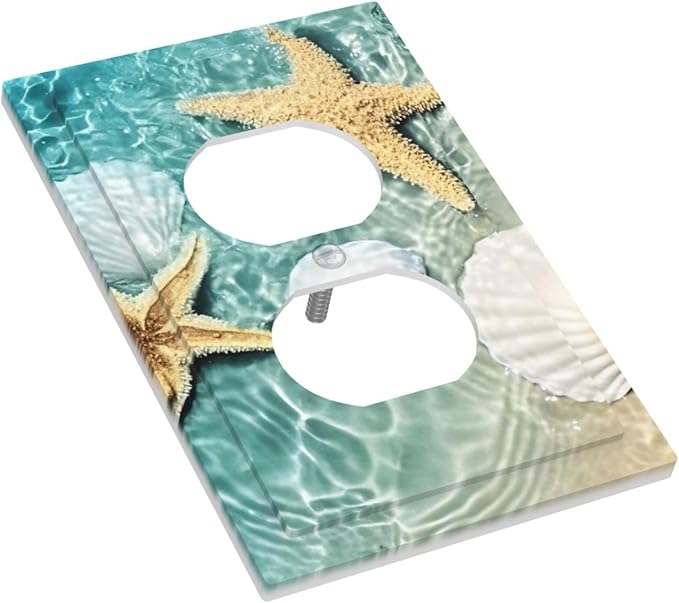 Outlet Covers Beach Starfish Ocean Conch Cameo Shell 1 Gang Duplex Light Switch Cover Decorative Switch Plates Electrical Receptacle Faceplate Wall Plate For Decor Kids Room Decor