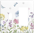 Colorful Wildflowers Dragonfly Lavender Butterfly Insect Outlet Covers 1 Toggle 1 Rocker Combination Decorative Wall Plate Electrical Switch Plates Light Switch Cover Plate for Bedroom Living Room