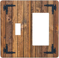 Faux Wood Decorative Printed Double Gang Toggle Rocker Decorative Light Switch Cover, 2-Gang Wall Plate Outlet Cover