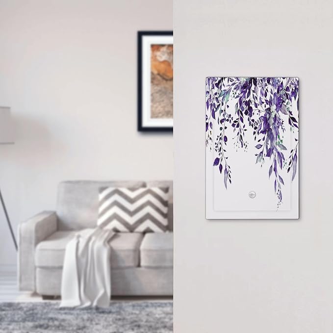 Purple Eucalyptus Boho Olive Leaves Decorative 1 Gang Switch Plate Cover, 5" x 3", UV Cured Finish