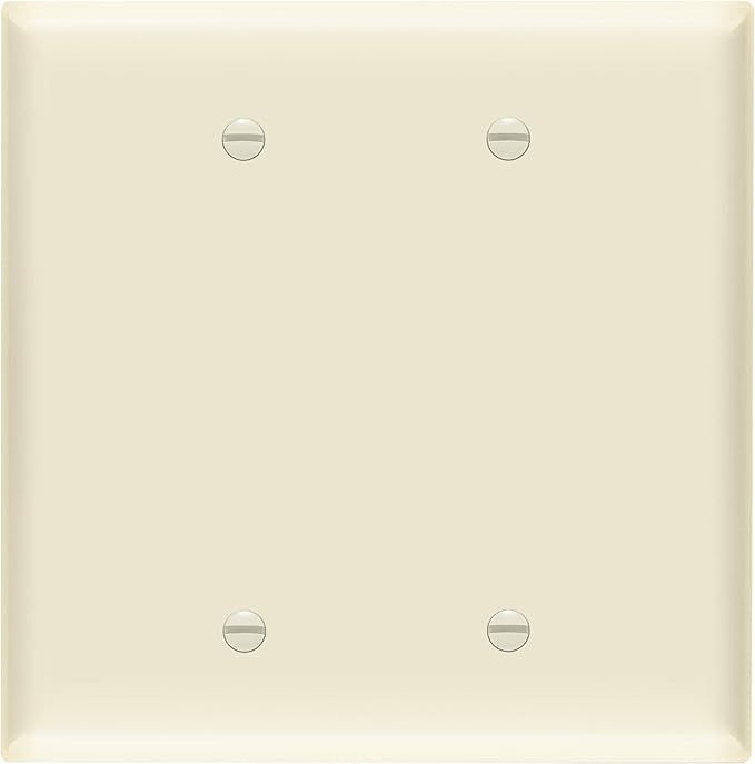 ENERLITES Blank Device Wall Plate, Gloss Finish, 2-Gang 4.88" x 4.92", Mid-Size, Unbreakable Polycarbonate Thermoplastic, UL Listed, 8802M-LA-10PCS, Light Almond (10 Pack)