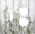Sage Green Eucalyptus Rustic Country Botanical Leaf Flower Wallplates 1 Toggle 1 Duplex Switch Plate Electrical GFCI Faceplate Decorative Light Switch Covers for Farmhouse Bedroom Decor