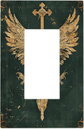 Medieval Retro Golden Eagle Totem Decorative Outlet Covers 1 Gang Single Rocker Wall Plates Gfci Faceplate Light Switch Cover Plate for Bedroom Living Room Decor