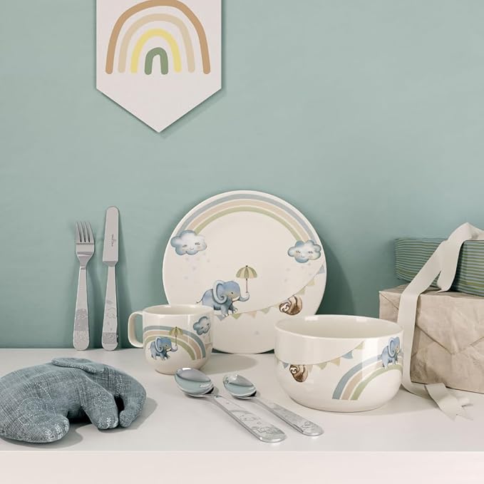 Villeroy & Boch - Boho Kids "Walk Like an Elephant" Children's Bowl, Porcelain Bowl in Boho Style, Diameter 12.5 cm, Dishwasher Safe, Microwave Safe