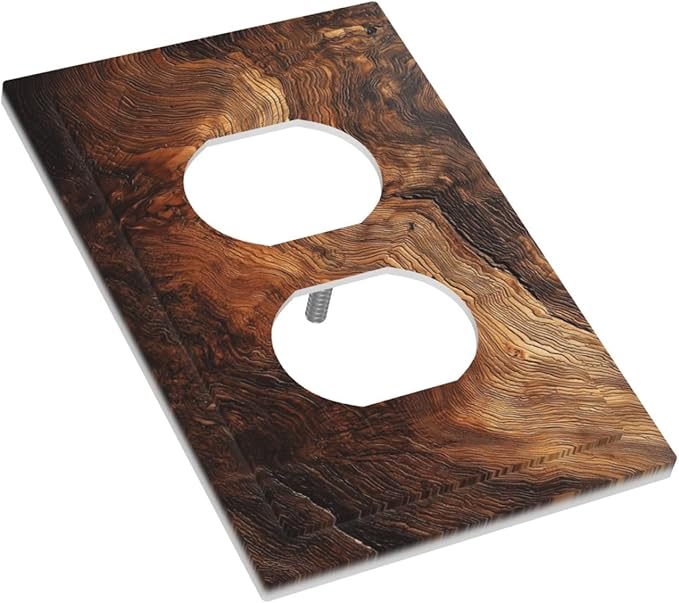 Natural Wood Grain Texture Old Tree Trunk Print Outlet Covers 1 Gang Duplex Light Switch Cover Decorative Switch Plates Electrical Receptacle Faceplate Wall Plate for Farmhouse Home Decor