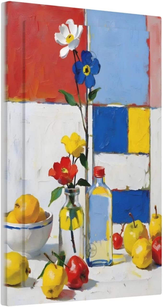 Color Block Floral Still Life Art Red Yellow Blue Abstract Light Switch Cover Plate 1 Gang No Device Blank Electrical Wall Plates Faceplate Decorative Switch Plate Covers for Farmhouse Bedroom Decor