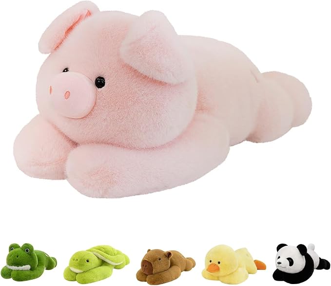 QUIRAI Weighted Stuffed Animals Pig Plush, 24" | 3.3 lb Pig Stuffed Animal, Pillowfort Weighted Plush Animals & Cute Plushies Gifts for Kids Adults