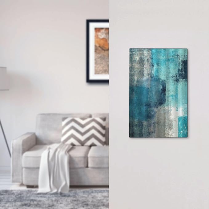 Light Switch Cover Plate Teal Blue Modern Geometric Abstract Turquoise Green 1 Gang No Device Blank Electrical Wall Plates Faceplate Decorative Switch Plate for living Room Bedroom Decor