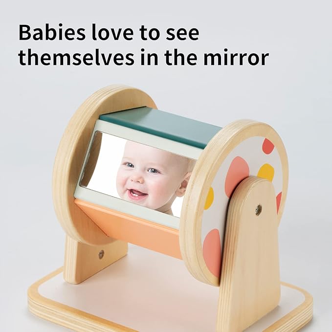 Twefex Montessori Spinning Drum, Montessori Toys for Babies 6-12 Months, Montisory Baby Toys for 1 Year Old Infant, Wooden Toy for Baby