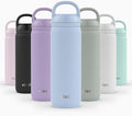 Ello Cooper Twist 22oz Stainless Steel Water Bottle with Chug Lid | Leak Proof Double Walled and Vacuum Insulated | Fits Car Cupholder | Built in Carry Loop | Dishwasher Safe | Halogen Blue