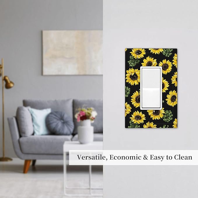 Decorative Outlet Covers Floral Sunflower Plants Flowers 1 Gang Single Rocker Light Switch Cover Plate Wall Plates Gfci Faceplate For Bed Room Farmhouse Decor