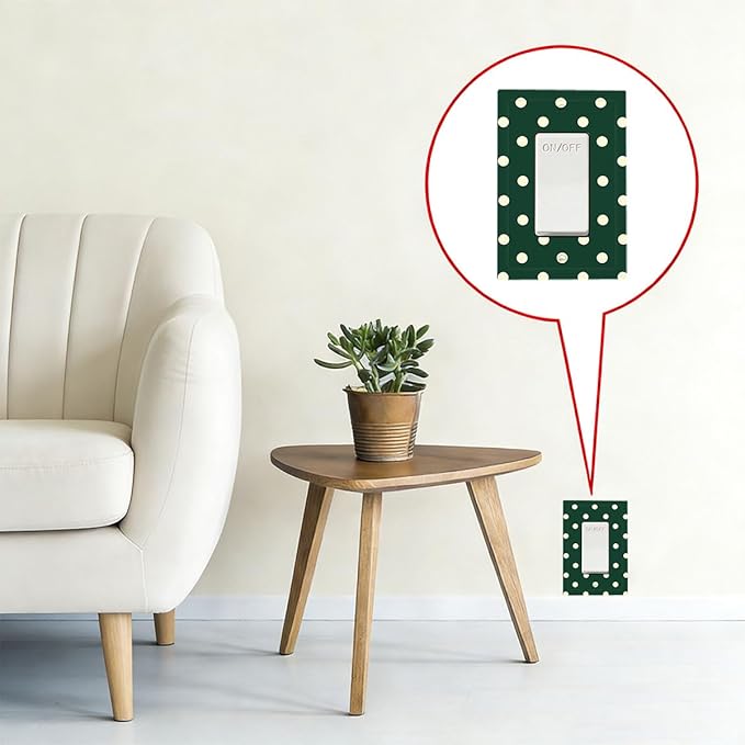 Hunter Green Polka Dot Single Rocker Switch Cover - 1-Gang Standard US Size Retro Preppy Light Switch Covers, Vintage Emerald Dot for All Room Home Decor