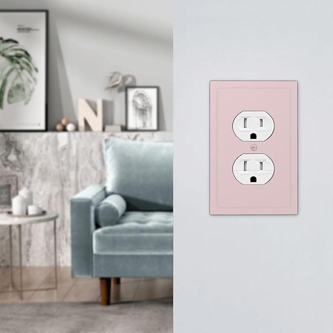 Light Pink 1 Gang Electrical Duplex Wall Plate Receptacle Outlet Covers Decorative Dual Single Device Light Switch Cover Switchplate Woman Girl Faceplate