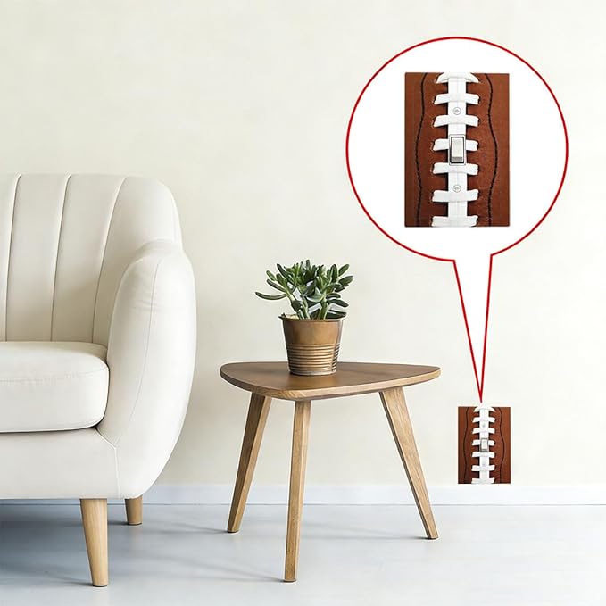 Football Laces 1-Gang Toggle Light Switch Plate, Game Day Sports Fan Vintage Leather Texture Decorative Wall Plate for Boys Room