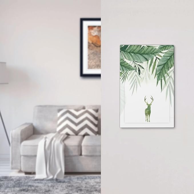 Deer Banana Leaves Palm Trees Green Plants Light Switch Cover Plate 1 Gang No Device Blank Electrical Wall Plates Faceplate Decorative Switch Plate for Bed Room Living Room Decor