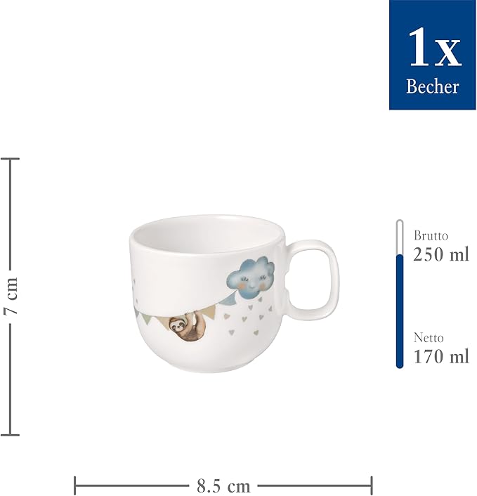 Villeroy & Boch Boho Kids Walk Like An Elephant Small Children's Mug with Handle, Mug for Children, Porcelain Mug, Children's Tableware, Dishwasher Safe, Microwave Safe, Multi-Colour