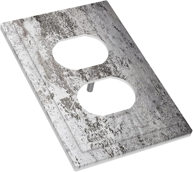 Outlet Covers Gray White Speckled Weathered Concrete Wall 1 Gang Duplex Light Switch Cover Plate Decorative Wall Plates Socket Cover Electrical Switchplate for Bedroom Home Decor