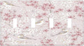 Pink Sakura Cherry Blossom Vintage Bird Floral Flower Light Switch Covers Quad Toggle Electrical Faceplate 4 Gang Wall Plate Decorative Switch Plates Cover for Bedroom Living Room Decor