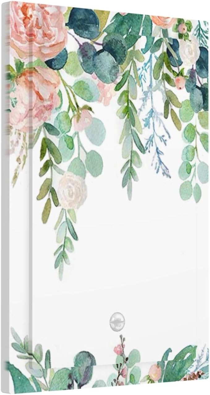 Green Eucalyptus Leaves Floral Watercolor Flower Light Switch Cover Plate 1 Gang No Device Blank Electrical Wall Plates Faceplate Decorative Switch Plate for Bed Room Living Room Decor