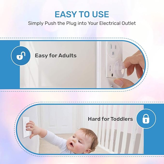 BABY PROOF ME 24 Pack Outlet Covers & Removal Tool Baby Proofing, Provide Shock Prevention and Easy Installation, Safe and Secure Plastic Plug Covers for Power Sockets (24 Outlet Covers)