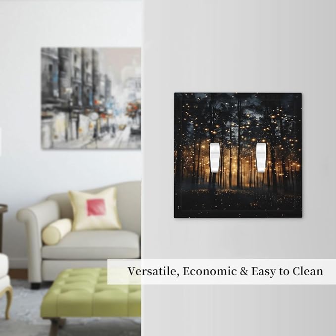 Whimsical Nature Enchanted Forest Landscape Decorative Switch Plates 2 Gang Double Toggle Outlet Light Switch Cover Wall Plate Electrical Faceplate for Bedroom Living Room Decor