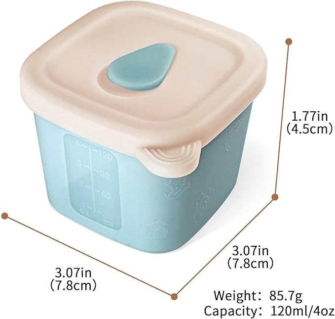 Silicone Baby Food Containers, 4 oz Reusable Baby Food Storage Jars with Lids, Perfect for Infant & Toddler, 2 Pack (Shifting Sand+Sand)