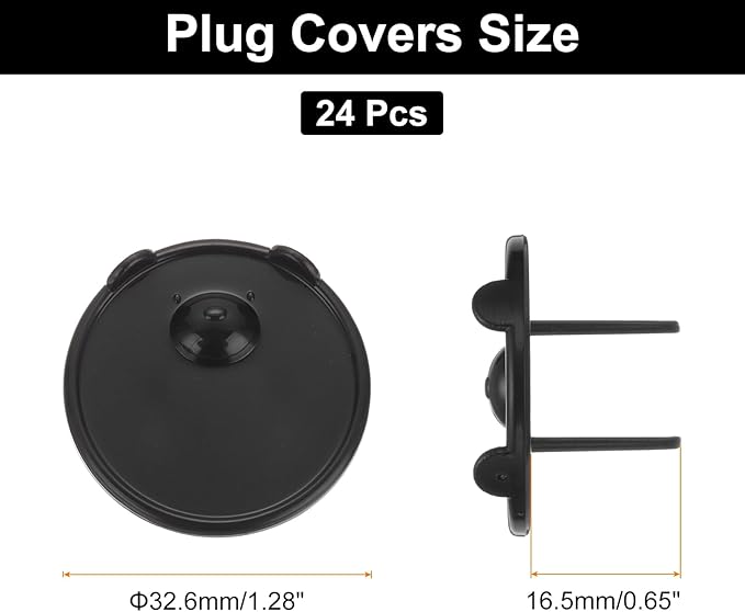 MECCANIXITY 24 Pack Outlet Covers Proofing, Plug Covers Easy Installation Electric Plug Protectors Safety Socket Cover Plugs Protector Black