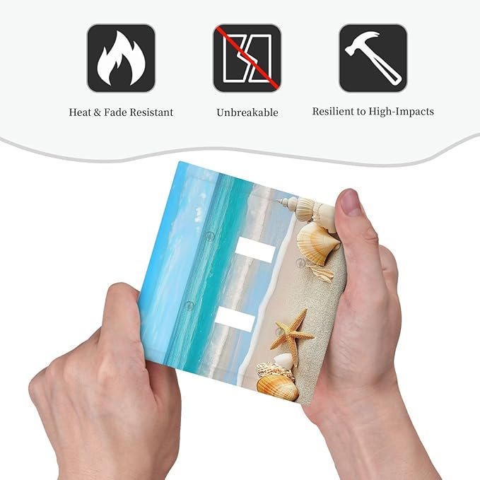 Decorative Switch Plates Seashells Beach Starfish Scallop 2 Gang Double Toggle Outlet Light Switch Cover Wall Plate Electrical Faceplate For Bathroom Home Decor