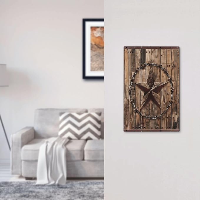 Light Switch Cover Rustic Star Western Cowboy Wood Wall Plate Cover 1 Gang Blank No Device Decorative Outlet Covers Electrical Switchplate for Farmhouse Home Decor