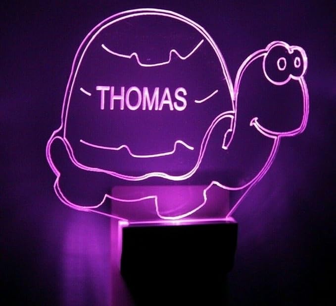 MIRROR MANIA Night Light Multi Color Personalized LED Plug-in, Ultra-Slim Touch Night Light Smart Dusk to Dawn Sensor, Kids Children's Bedroom Kitchen Bathroom Hallway Play Room Variations (Turtle)