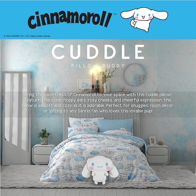Cinnamoroll Bedding Super Soft Cozy Decorative Cuddle Pillow, (Officially Licensed Product) By Franco Collectibles