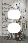 Blue Butterfly Rustic Flower Inspirational Quotes Single Duplex Wall Plate Covers Light Switch Cover 1 Gang Outlet Plate Decorative Switchplate Covers Electrical Faceplate for Farmhouse Bedroom Decor