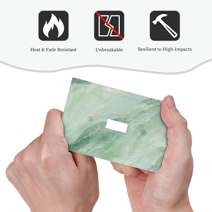 Outlet Covers Green Marble Luxury Abstract 1 Gang Duplex Light Switch Cover Plate Decorative Wall Plates Electrical Switchplate Receptacle for Bathroom Bedroom Decor（2 Pack）